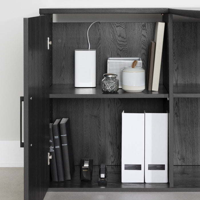 Zolten L-Shaped Desk with Power Bar - Grey Oak