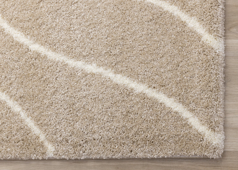 Fairmont Taupe Cream Curved Lines Rug, 5'3\" x 7'7\" Indoor Area Rug