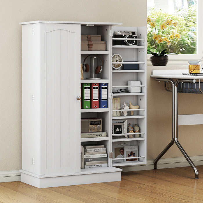 HOMCOM Kitchen Pantry Storage Cabinet w/ 5-tier Shelving White