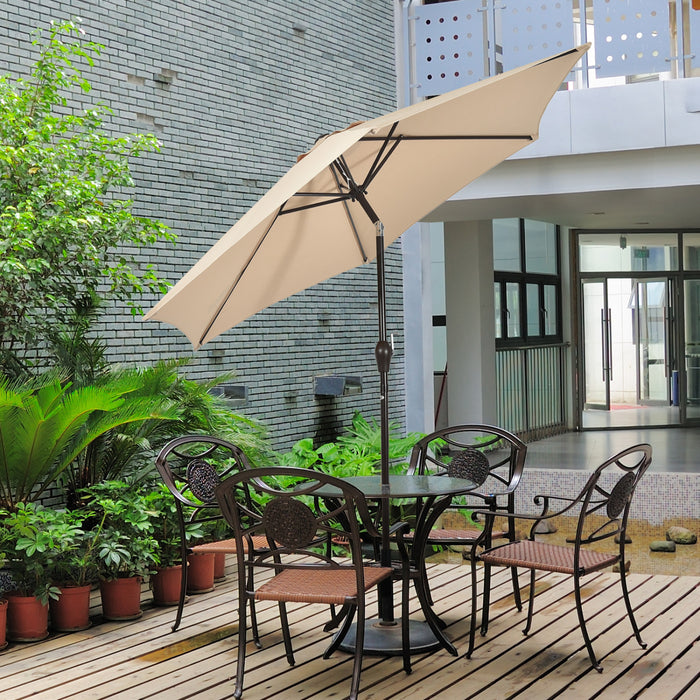 Costway 9Ft Outdoor Market Patio Table Umbrella Push Button Tilt Crank Lift Beige