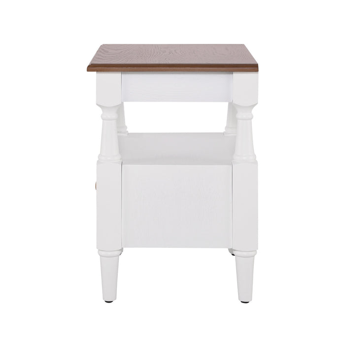 Aspen Nightstand Set of 2 with Drawers and Open Shelves, Milk White