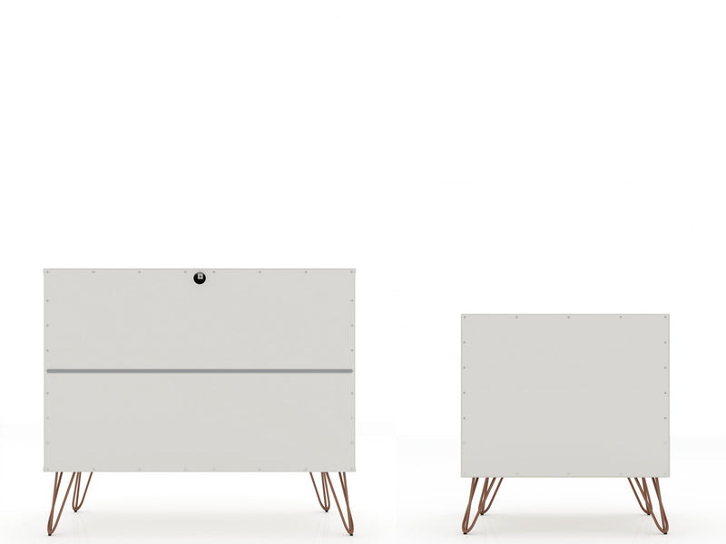 Rockefeller Mid-Century Modern 2-Piece Dresser Set in Off White