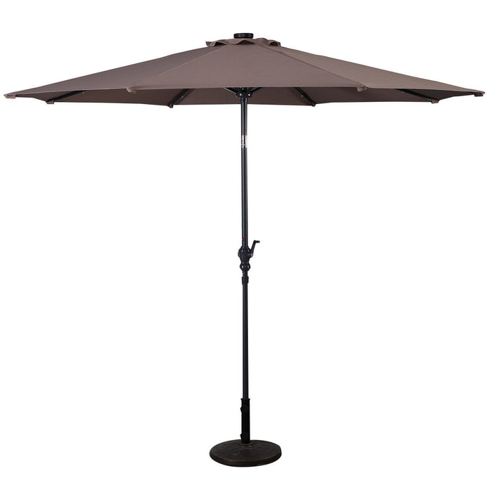Costway 10ft Patio Solar Umbrella LED Patio Market Steel Tilt w/ Crank Outdoor Tan