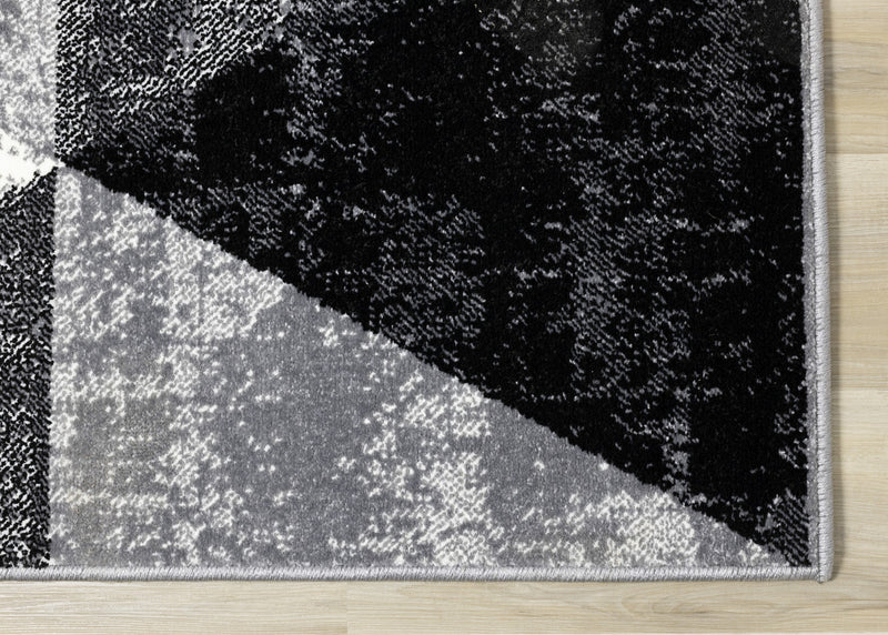 Covington Black White Grey Distressed Geometric Triangle Rug, 7'10\" x 10'6\" Indoor Area Rug