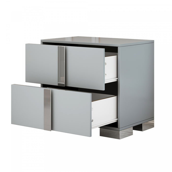 Madeline Nightstand with 2 Storage Drawers and Metal Legs,Grey