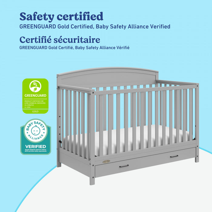 Graco Benton 5-in-1 Convertible Crib with Drawer - Pebble Gray