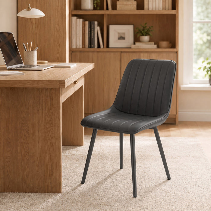 HOMCOM Dining Chairs Set of 4, Modern Faux Leather Kitchen Chairs, Black