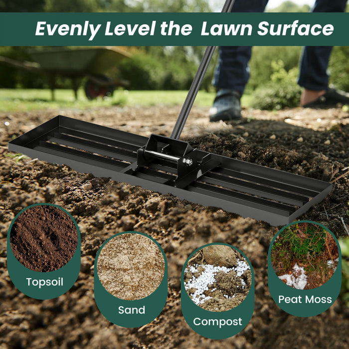 Costway Lawn Leveling Rake 36\" X 10\" Heavy Duty Level Lawn Tool For Garden Backyard/lawn Black
