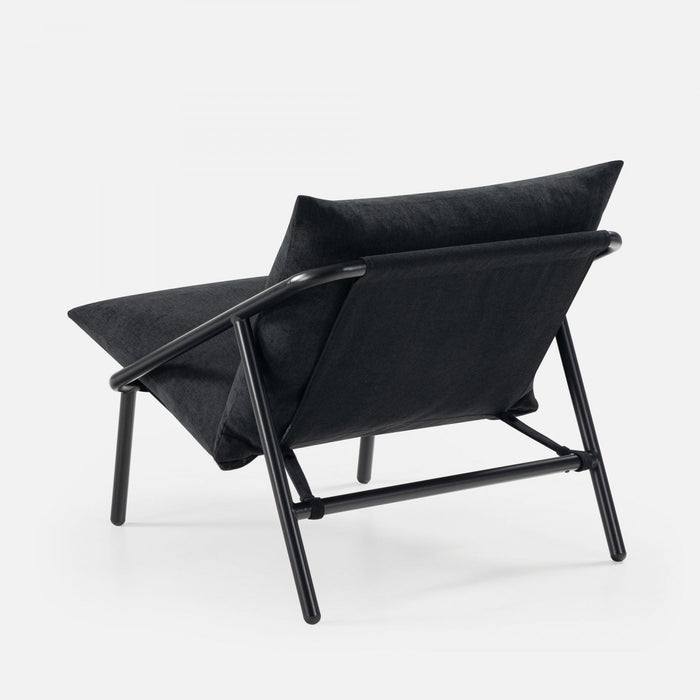 Ada Metal Frame Sling Accent Chair with Cushions - Black