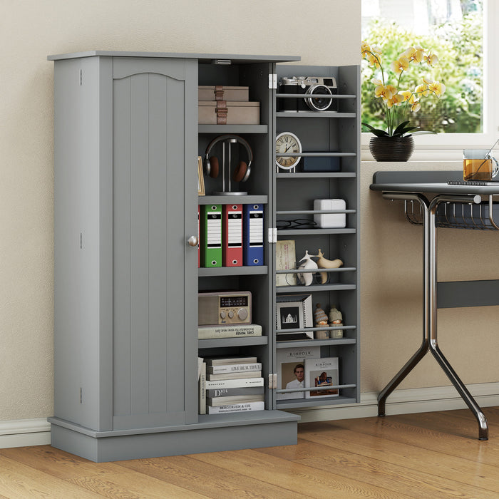 HOMCOM Kitchen Pantry Storage Cabinet w/ 5-tier Shelving Grey