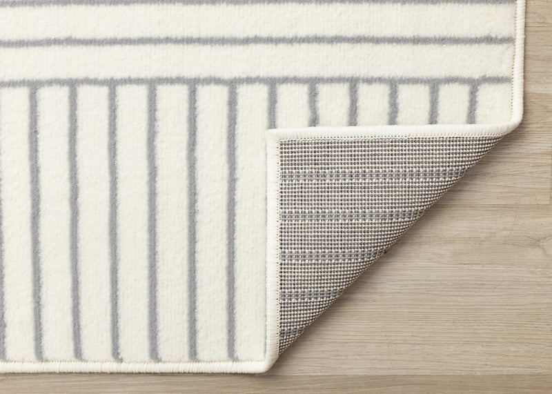 Forte White Grey Curved Arches Indoor Area Rug - 7'9\" x 10'6\"