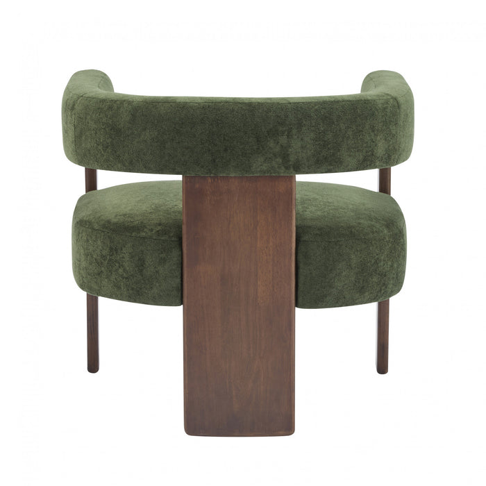 Olivia Velvet Upholstered Accent Armchair with Barrel Back Design and Rubber Wood Frame,Green Accent Chair