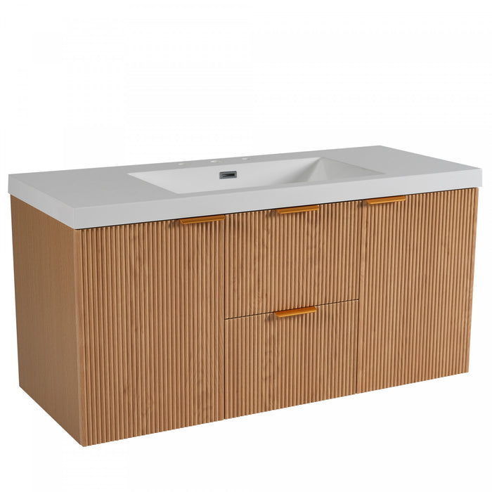 Ethan Wall-Mounted Bathroom Vanity with Integrated Sink Storage,Wood