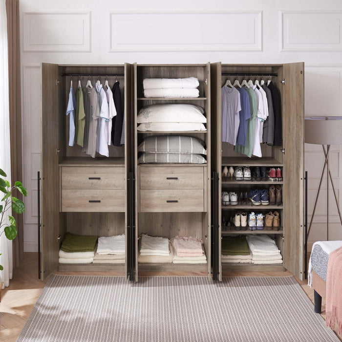 Lee Modern 3-Piece Wardrobe Closet in Rustic Gray Armoire
