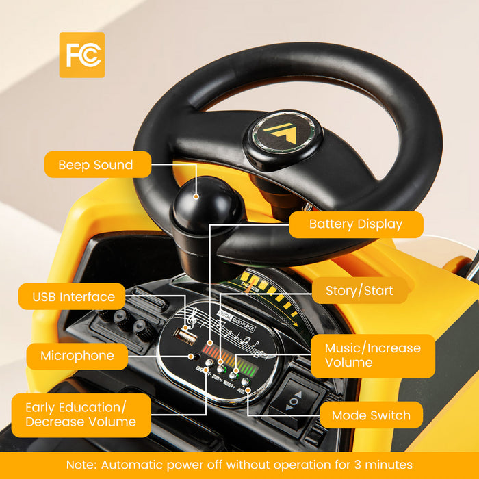 Costway Kids Ride On Excavator Digger Electric Construction Vehicles With Lights & Music