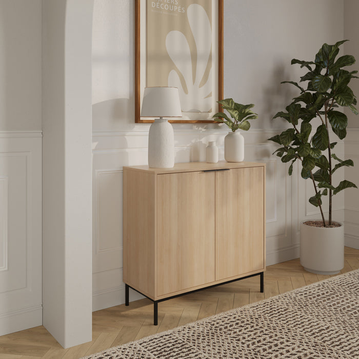 Nordika Slim 2-Door Storage Cabinet - Natural Blonde Oak