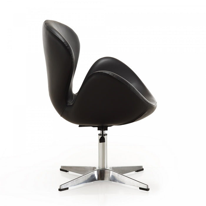 Raspberry Modern Upholstered Swivel Lounge Chair in Black - Set of 2 Accent Chair