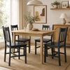 HOMCOM Dining Chairs Set of 2 with Slat Back Pine Wood, Black