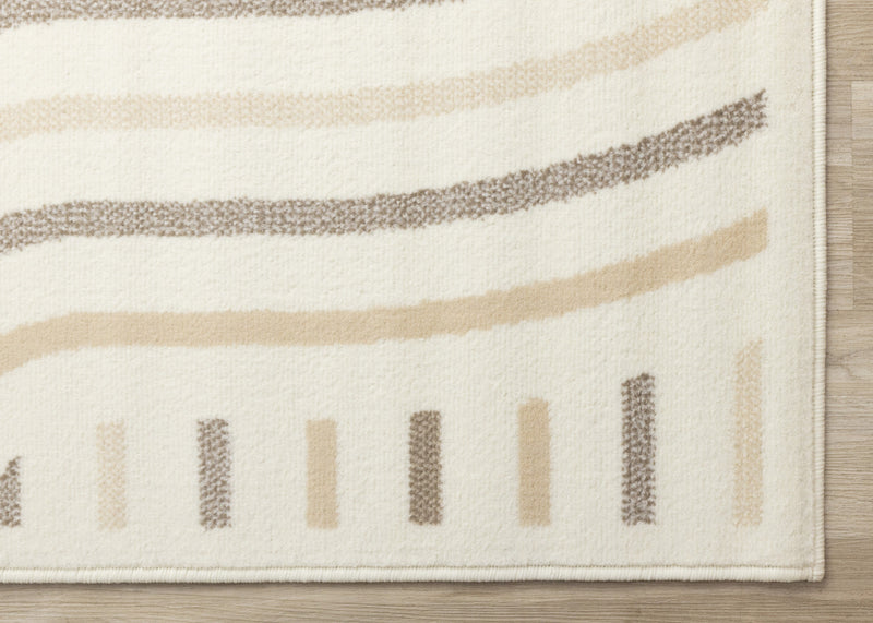 Florence Cream Beige Brown Curved Lines Design Rug, 7'6\" x 9'6\" Indoor Area Rug