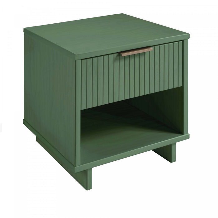 Granville Modern 18\" Nightstand in Sage Green (1-Drawer) - Set of 2