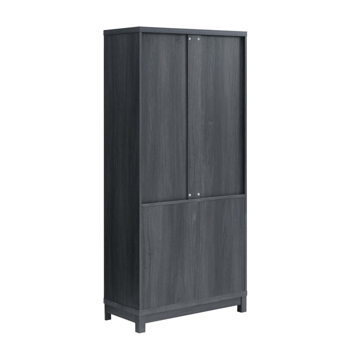 Jodie Mid-Century Modern 31\" Bookcase Cabinet in Charcoal Gray (6-Shelf) - Set of 3