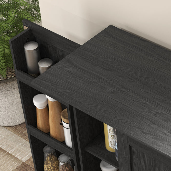 HOMCOM 70\" Tall Kitchen Pantry Storage Cabinet with Door Shelves, Black