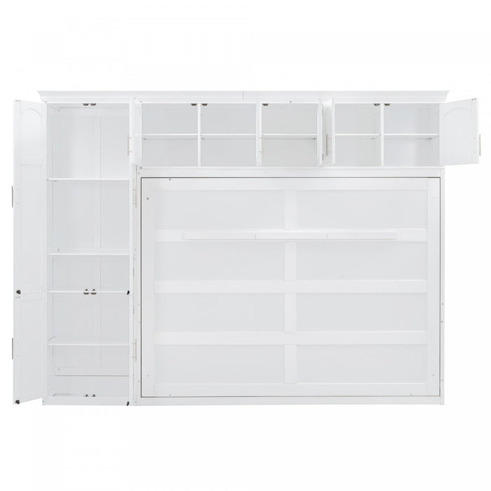 Eileen Space-saving Murphy Wall Bed With Cabinets, Queen Size, White