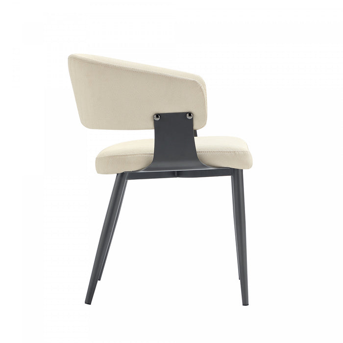 Luce Modern Metal Textured Vegan Leather Dining Chair in Sand