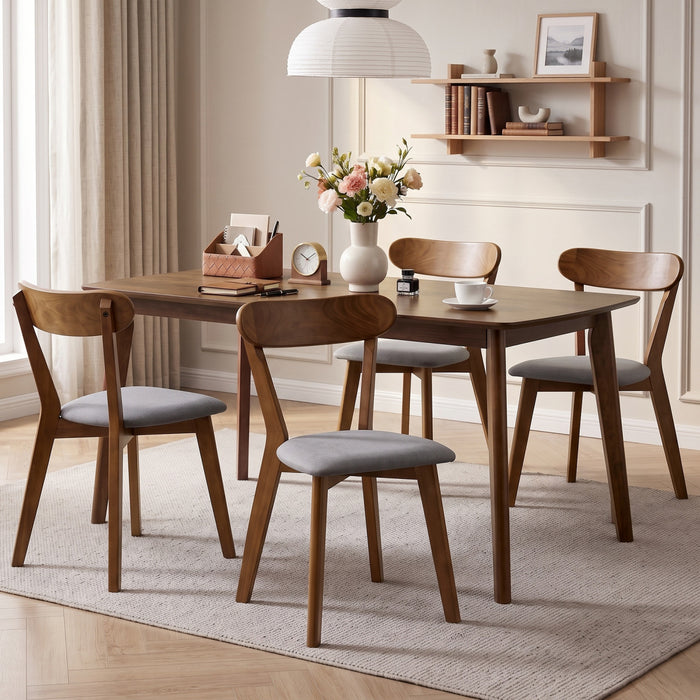 HOMCOM Dining Chairs Set of 2 with Curved Backrest, Grey and Brown
