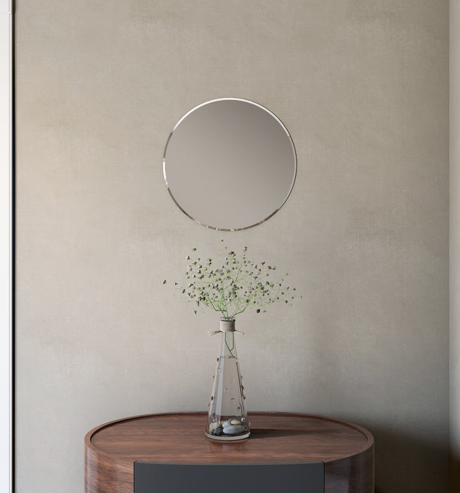 Lathe 18 Inch Frameless Round Mirror In Chrome