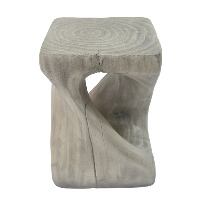 Miro 16\" Modern Twisted Hourglass MGO Accent Table, Faux Wood Grain Indoor Side Table, Grey