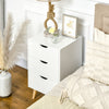 HOMCOM Nightstand, Bedside Table with 3 Drawers, Wood Legs, White
