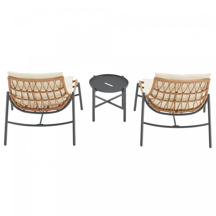 Sunset Modern 3-Piece Conversation Set in Cream
