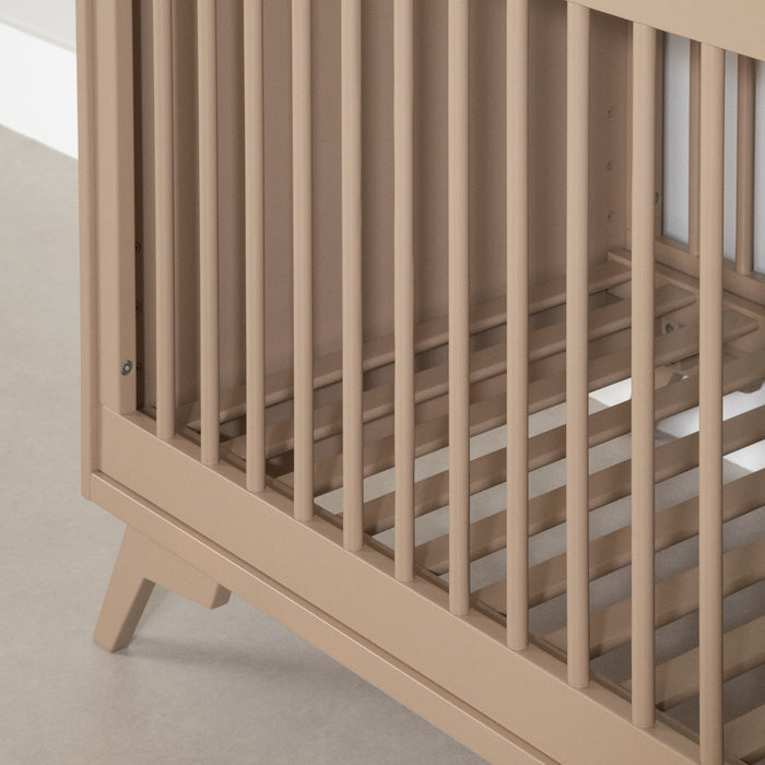 Milos Baby Crib With Adjustable Height And Toddler Rail - Pink Blush 