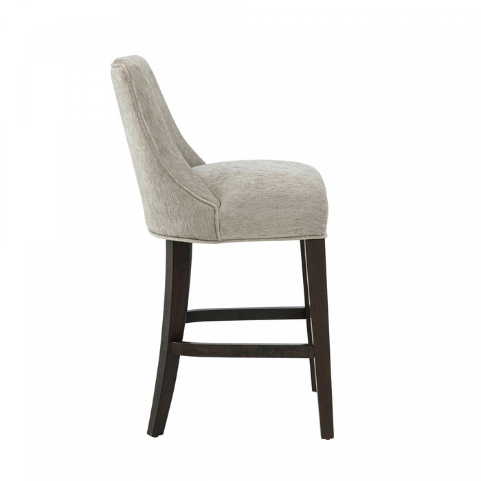 Beever Modern Wood Chenille Counter Stool in Taupe