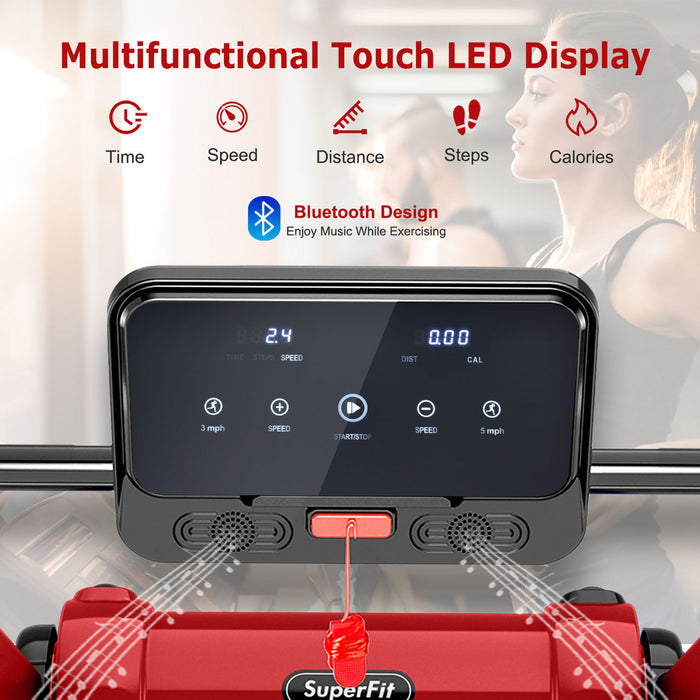 Superfit Folding 2.25hp Electric Treadmill Running Machine App Control Bluetooth