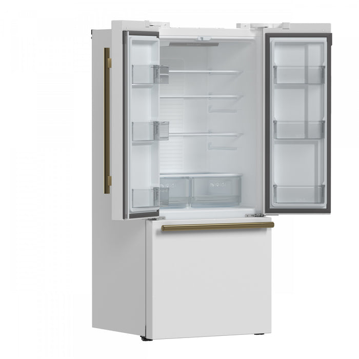 Forno Espresso Gallipoli 30-inch French Door White Refrigerator, 17.5 cu.ft. - FFFFD1974-31WHT