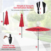 Costway 9 FT Patio Round Market Umbrella with Push Button Tilt, Crank Handle, Vented Top Wine