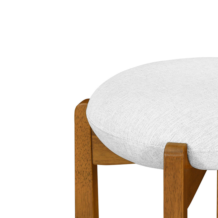 Olivia Rubberwood Indoor Round Seat Bar Stool Set of 4 with Durable Frame and Fabric