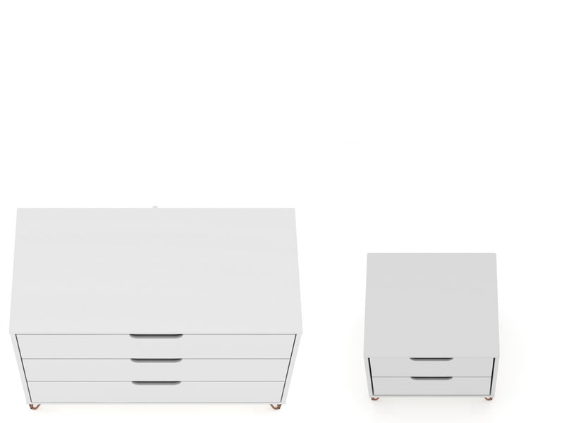 Rockefeller Mid-Century Modern 2-Piece Dresser Set in White
