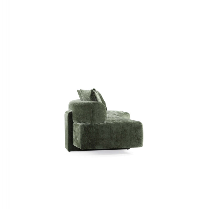 Verandah Mid-Century Modern 112\" Chenille Sofa in Olive Green