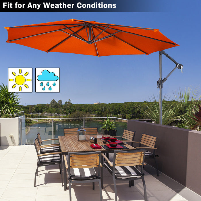 Costway 10' Ft Hanging Umbrella Patio Sun Shade Offset Outdoor Market Cross Base Orange