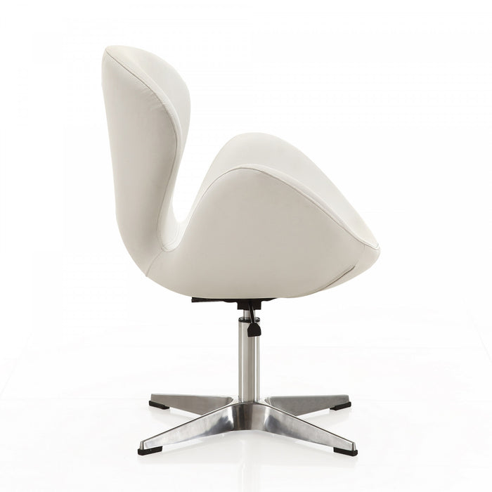 Raspberry Modern Upholstered Swivel Lounge Chair in White - Set of 2 Accent Chair
