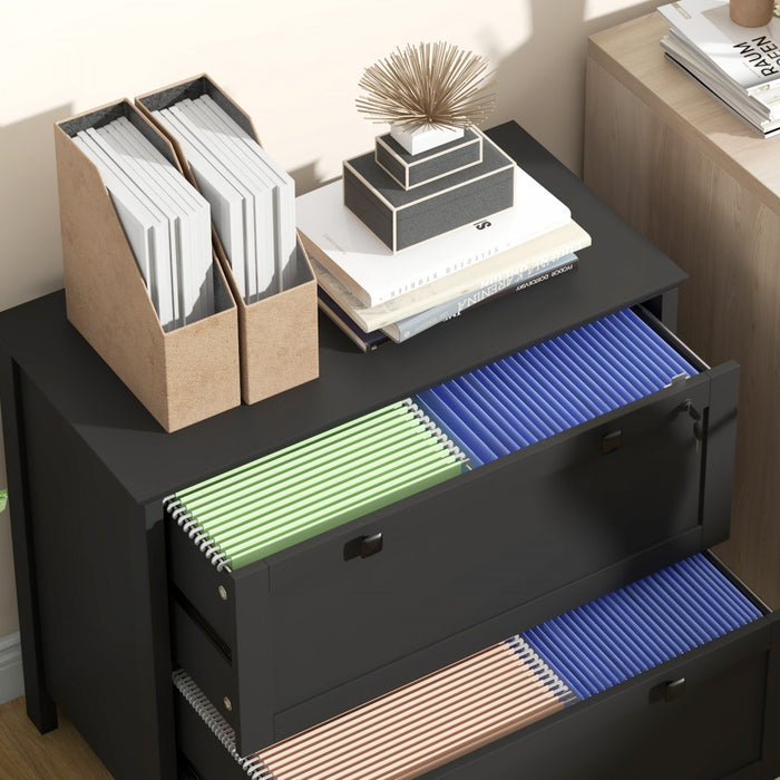 HOMCOM 2 Drawer Lateral File Cabinet for Letter, A4, Legal Size, Black