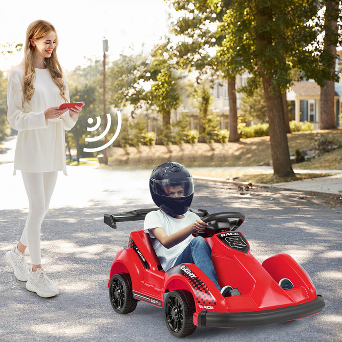 6v Battery Powered Go Kart Kids Ride On 4 Wheel Racer Rc W/ Bumper & Music Red