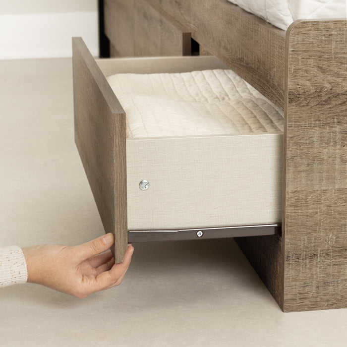 Arlen Mates Bed With 3 Drawers And Headboard Set - Weathered Oak 