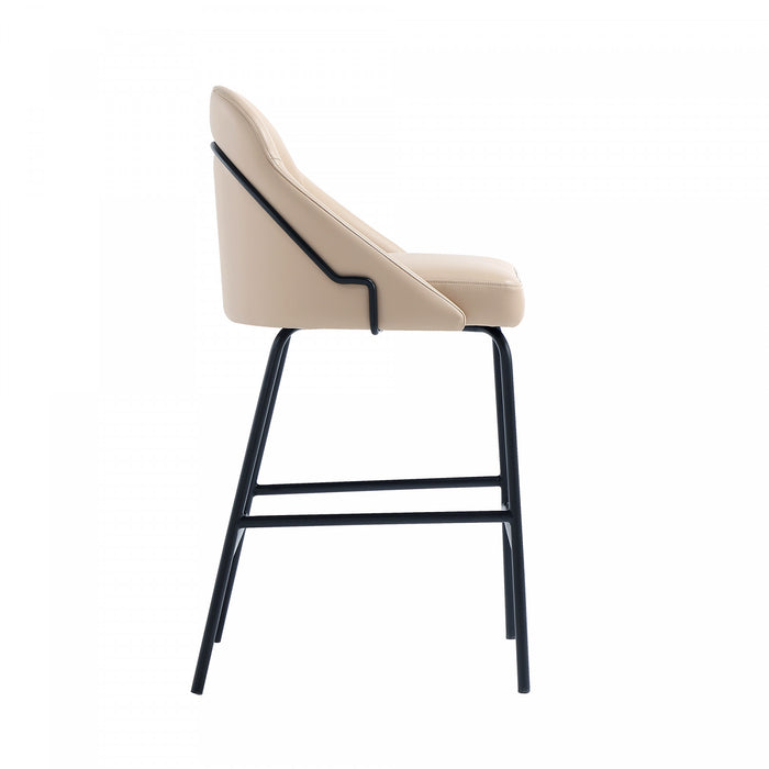 Gracie Modern Metal Upholstered Counter Stool in Tan and Black - Set of 3
