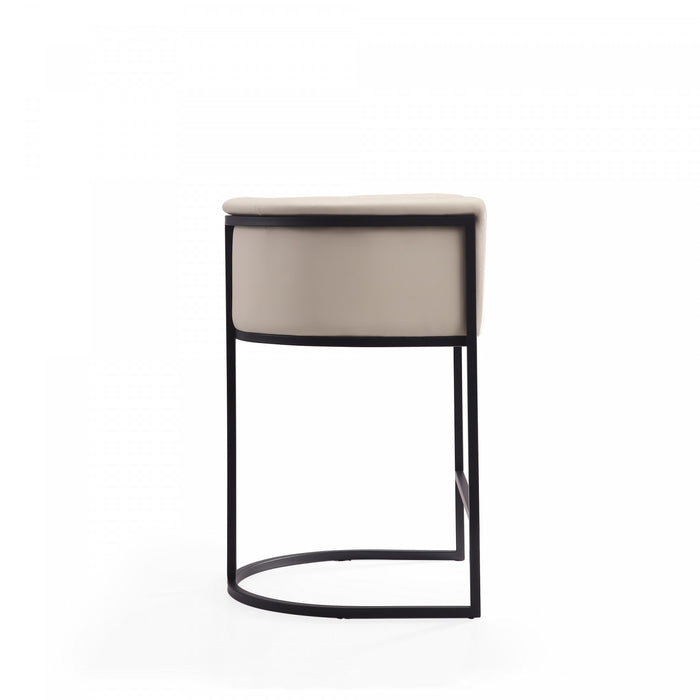 Cosmopolitan Mid-Century Modern Metal Upholstered Counter Stool in Cream - Set of 3 Bar Stool