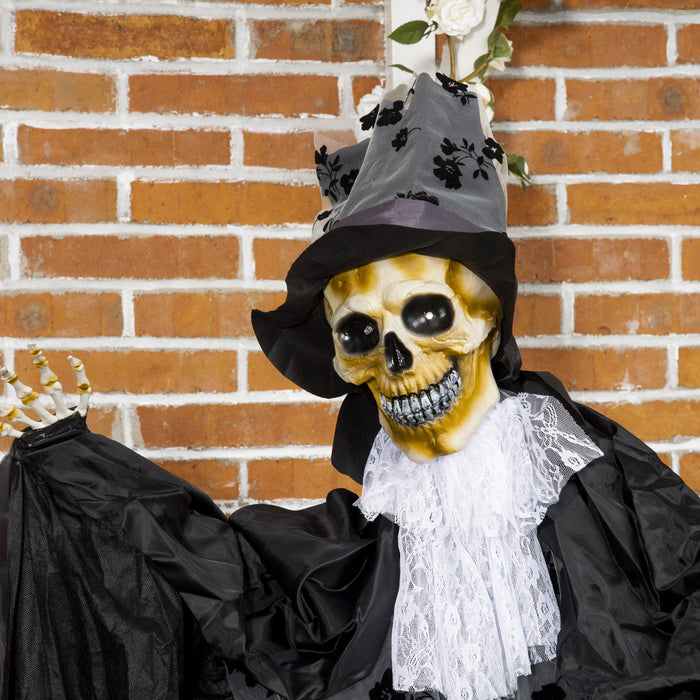 Outsunny 6FT Life Size Halloween Grim Reaper Groom Decor with Light Up Eyes