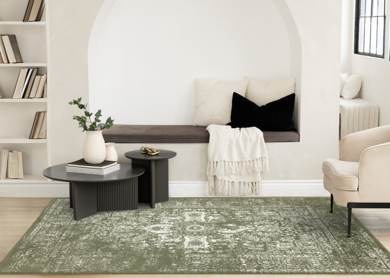 Florence Green White Elegant Classic Rug, 7'9\" x 10'6\" Indoor Area Rug